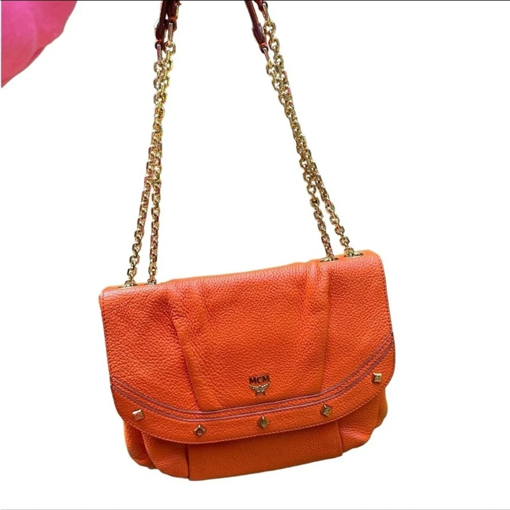 Authentic MCM Leather Two-way Studded Crossbody/Shoulder Bag